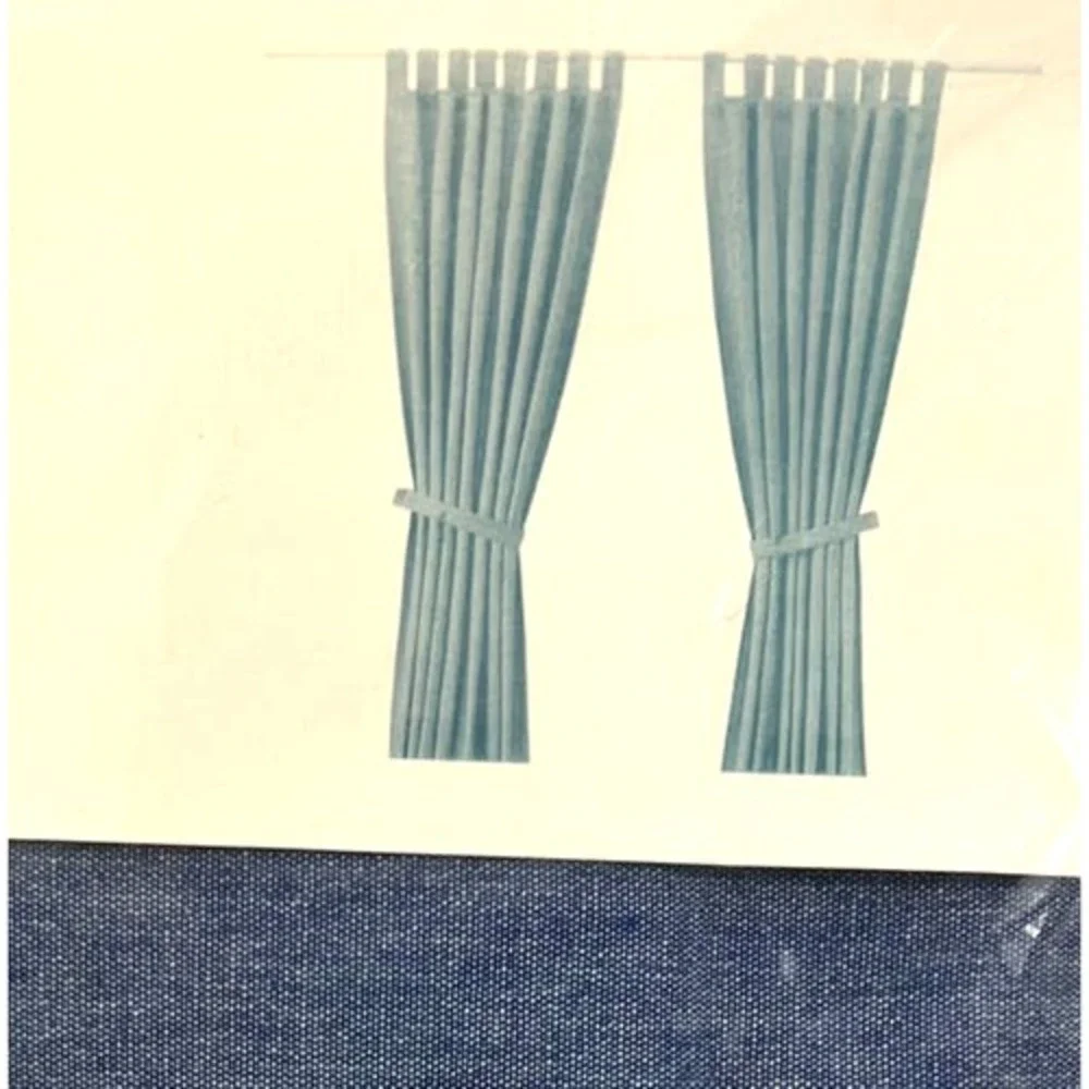 New Set Of 2 Ikea LENDA‎ Curtain Panels BLUE Chambray Tab Top 55 x 98 803.961.77